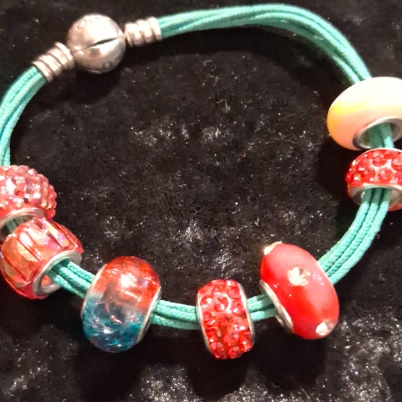 Pandora Bracelet Green and Red Charm S Are Not Pandora - Picture 10 of 10